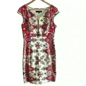 Nine West White Paisley Print Dress Size 8